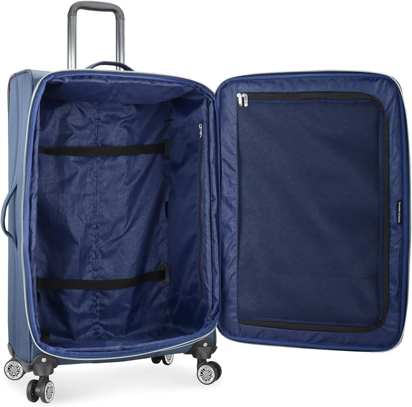 Traveler's Choice Lares Softside Expandable Luggage with Spinner Wheels, Navy, Checked 30-Inch