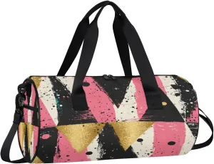 Triangular Color Travel Gym Bag Waterproof Sport Dance Bag for Women Men Portable Gymnastics Duffel Bags Canvas Tote Carry on Handbag for Workout Overnight Weekender