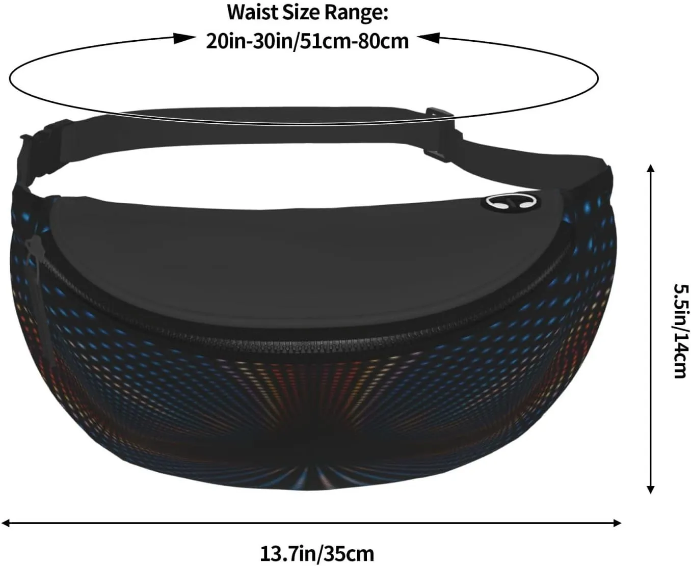 Triangular Polka Dots Tunnel Fanny Pack, Crossbody Waist Packs for Women Men Waist Bags with Adjustable Strap for Travel Running Hiking Sport
