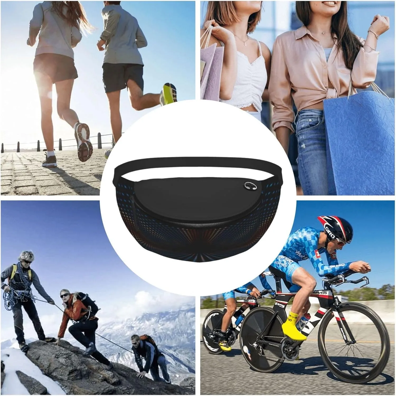 Triangular Polka Dots Tunnel Fanny Pack, Crossbody Waist Packs for Women Men Waist Bags with Adjustable Strap for Travel Running Hiking Sport