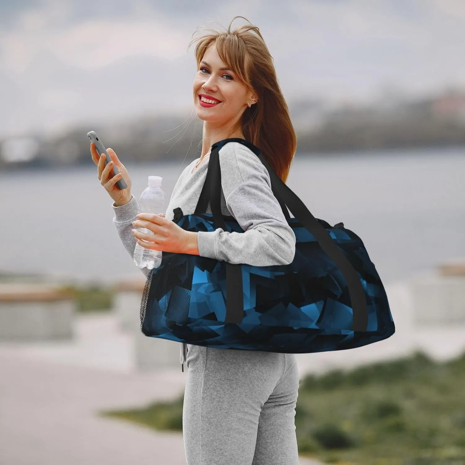 Triangular Space Travel Duffel Bag Large Foldable Waterproof Overnight Bag For Beach Swim Bags Pool Sports Gym