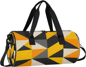 Triangular Splicing Travel Gym Bag Waterproof Sport Dance Bag for Women Men Portable Gymnastics Duffel Bags Canvas Tote Carry on Handbag for Workout Overnight Weekender