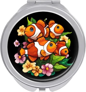 Tropical Fish Clownfish Compact Makeup Mirror Mini Foldable Cosmetic Mirror Portable Travel Mirror for Purse Pocket