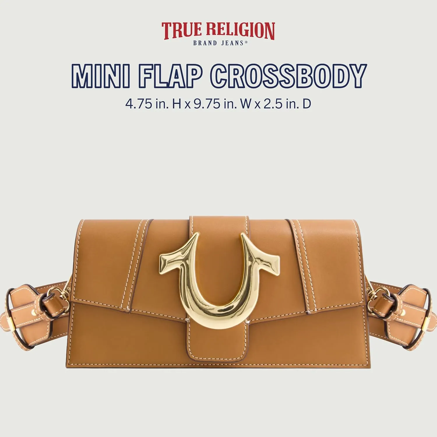 True Religion Women's Shoulder Bag Purse, Mini Flap Crossbody Handbag with Horseshoe Logo