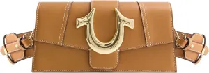 True Religion Women's Shoulder Bag Purse, Mini Flap Crossbody Handbag with Horseshoe Logo