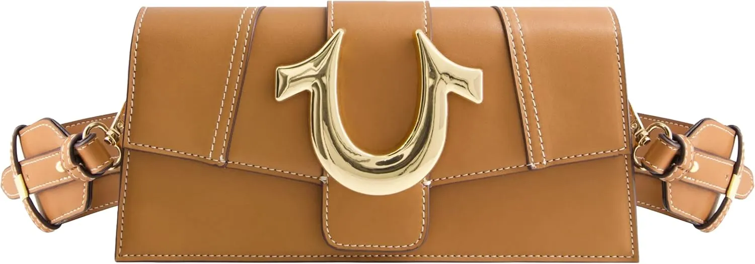 True Religion Women's Shoulder Bag Purse, Mini Flap Crossbody Handbag with Horseshoe Logo