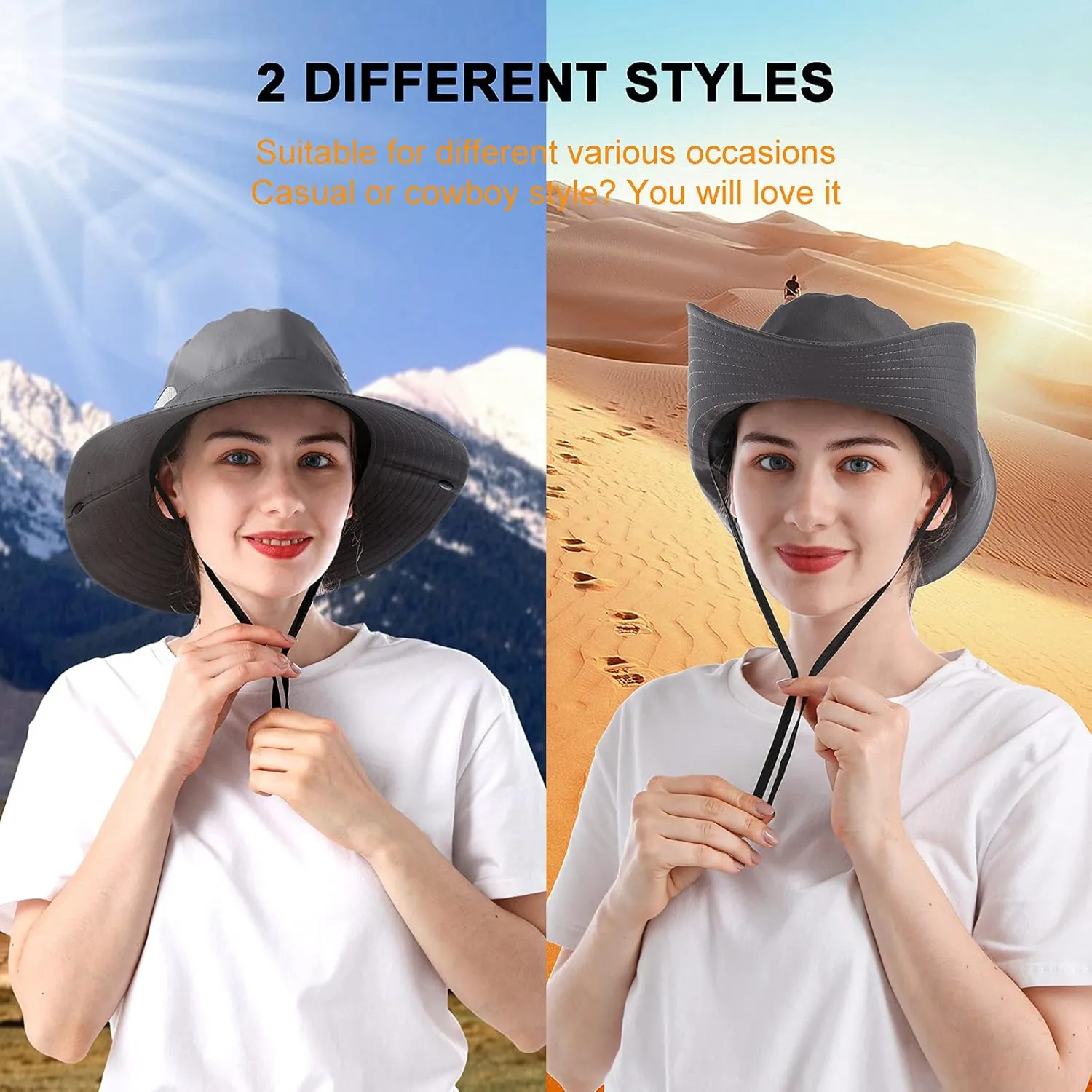 Tutuko Womens Wide Brim Sun Hats Foldable UV Protection Beach Bucket Hats Ponytail Mesh Fishing Hat
