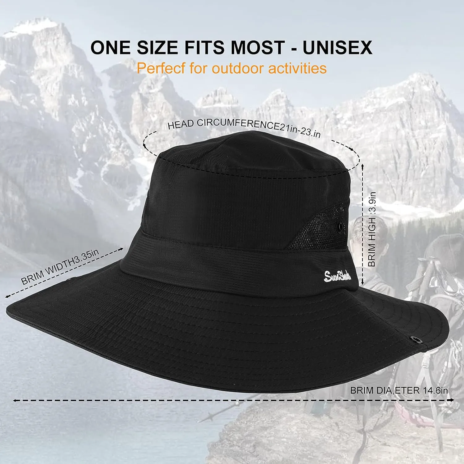 Tutuko Womens Wide Brim Sun Hats Foldable UV Protection Beach Bucket Hats Ponytail Mesh Fishing Hat