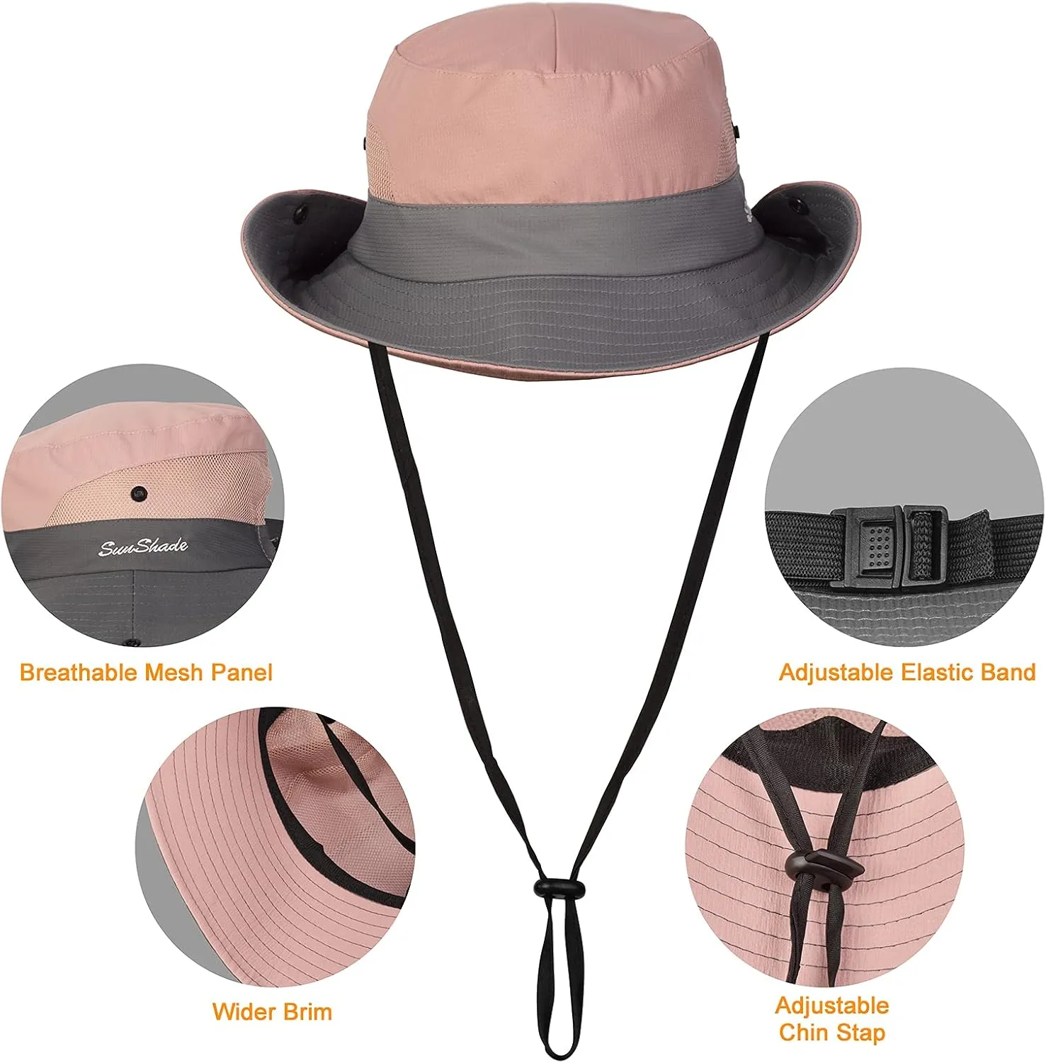 Tutuko Womens Wide Brim Sun Hats Foldable UV Protection Beach Bucket Hats Ponytail Mesh Fishing Hat