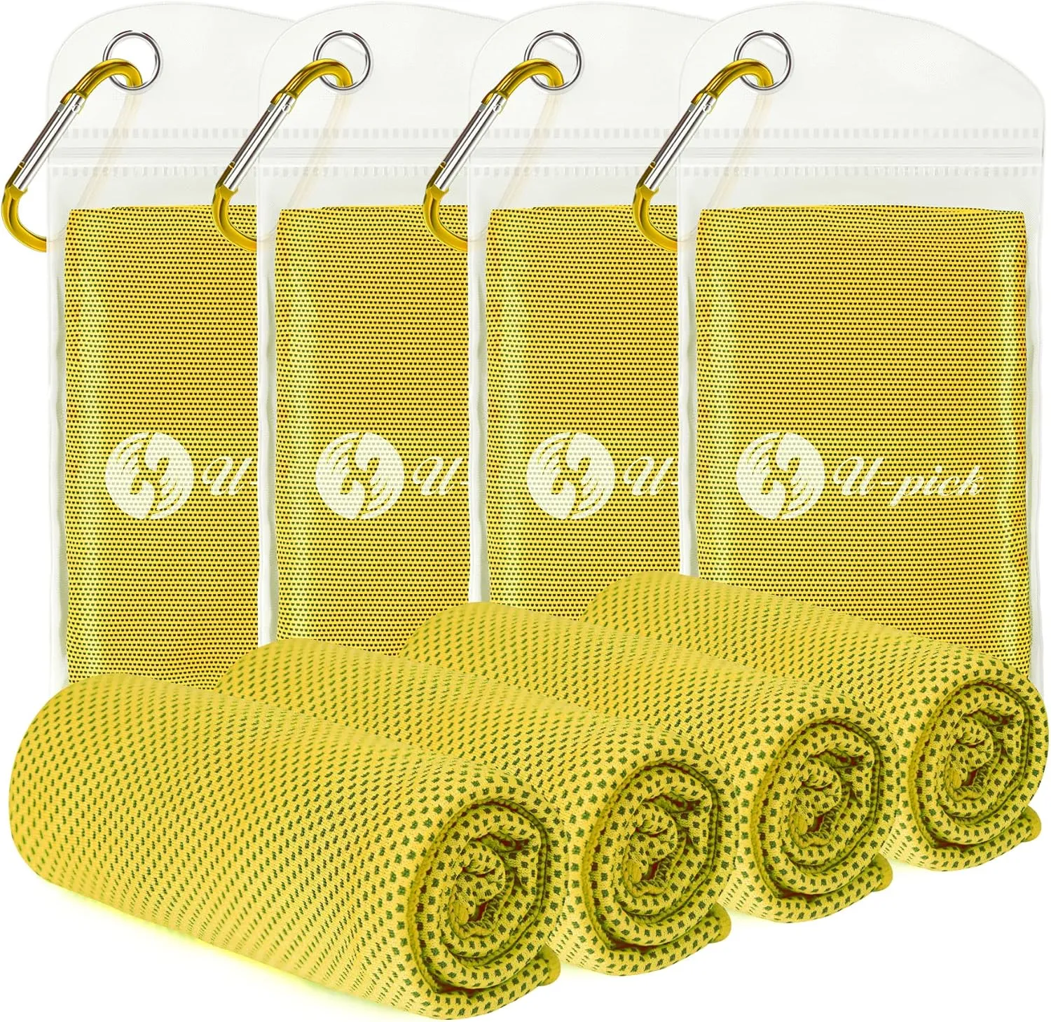 U-pick 4 Packs Cooling Towels for Neck and Face[40"x12"], Soft Breathable Chilly Towel, Athletes Keep Cool Neck Rags, Sweat Towels for Gym, Yoga, Camping, Travel, Running, Golf - Gold