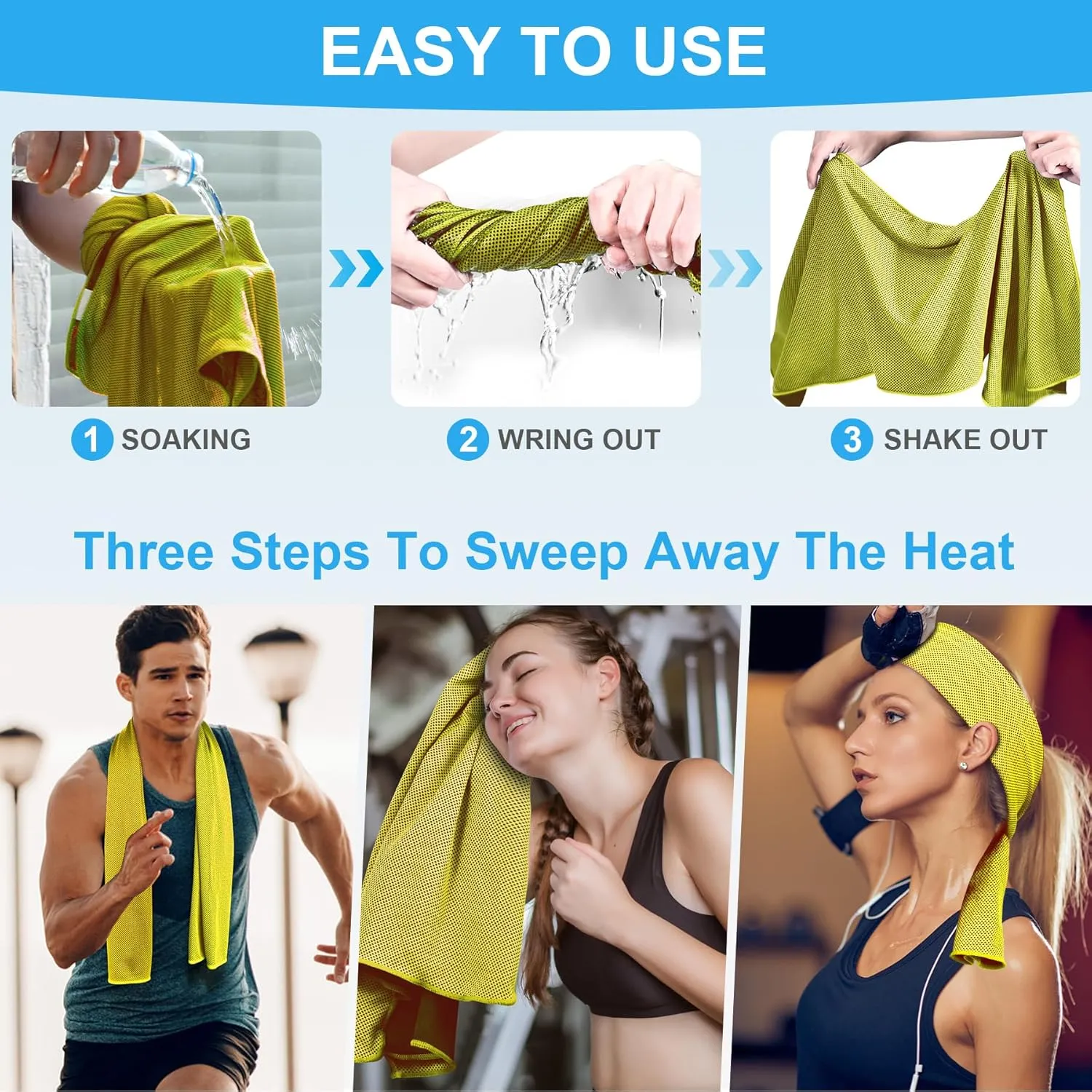 U-pick 4 Packs Cooling Towels for Neck and Face[40"x12"], Soft Breathable Chilly Towel, Athletes Keep Cool Neck Rags, Sweat Towels for Gym, Yoga, Camping, Travel, Running, Golf - Gold
