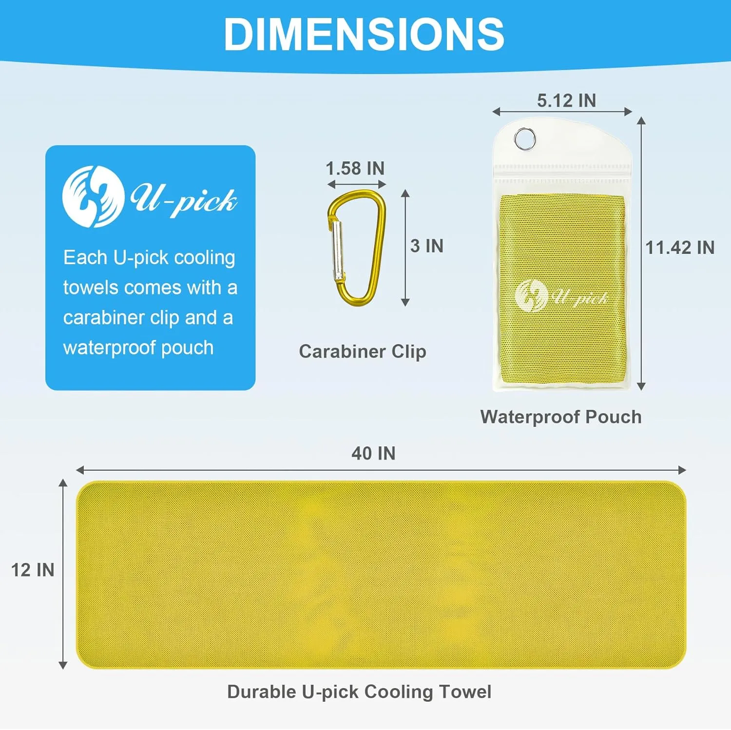 U-pick 4 Packs Cooling Towels for Neck and Face[40"x12"], Soft Breathable Chilly Towel, Athletes Keep Cool Neck Rags, Sweat Towels for Gym, Yoga, Camping, Travel, Running, Golf - Gold