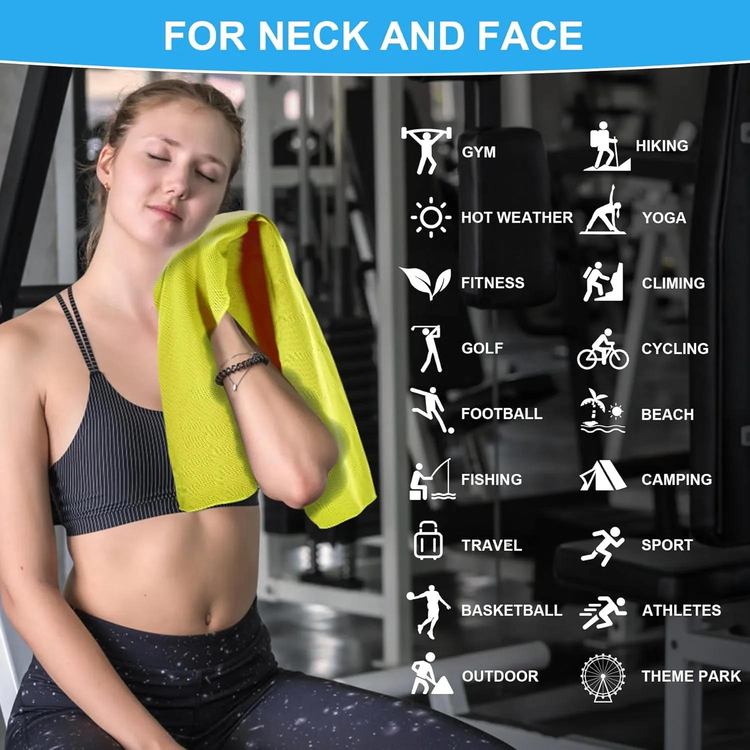 U-pick 4 Packs Cooling Towels for Neck and Face[40"x12"], Soft Breathable Chilly Towel, Athletes Keep Cool Neck Rags, Sweat Towels for Gym, Yoga, Camping, Travel, Running, Golf - Gold