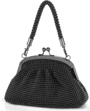 UBORSE 1920s Vintage Beaded Clutch Purse for Women Formal Wedding Evening Bag Sparkly Rhinestone Cocktail Party Handbag