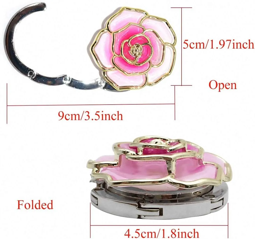 Ulalaza 3Pcs Fashion Purse Foldable Hook Anti-Slip Portable Folding Handbag Table Hangers Holder Bag Storage Decor Gift for Women Girls