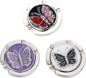 Ulalaza 3Pcs Fashion Purse Foldable Hook Anti-Slip Portable Folding Handbag Table Hangers Holder Bag Storage Decor Gift for Women Girls
