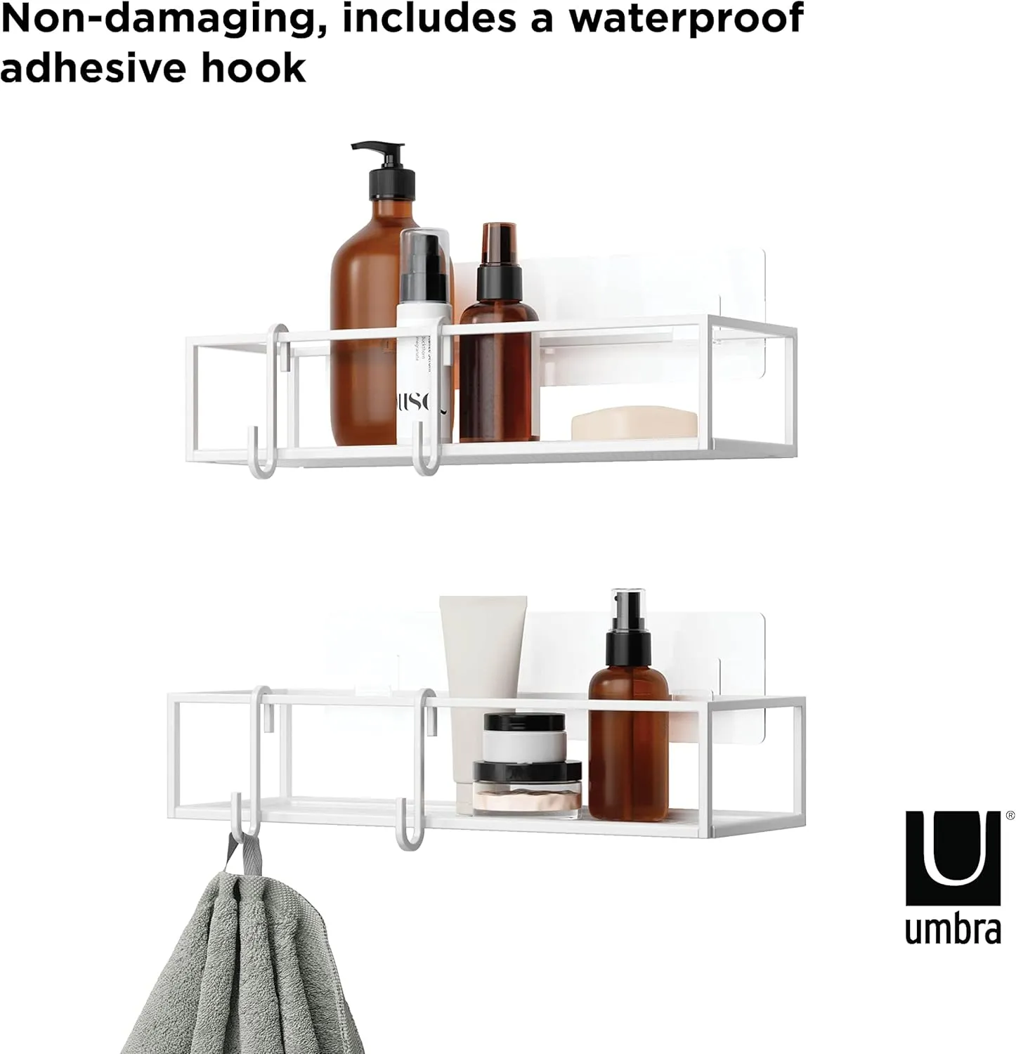 Umbra Cubiko Shower Bin Caddy Set, White