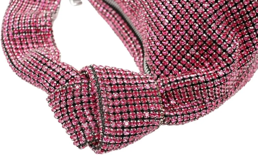 UMREN Bling Full Glitter Knotted Handbag for Women Crystal Rhinestone Hobo Dumpling Bag Diamond Evening Clutch Crossbody Bag