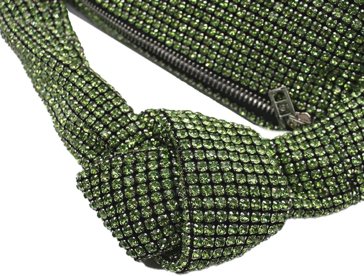 UMREN Bling Full Glitter Knotted Handbag for Women Crystal Rhinestone Hobo Dumpling Bag Diamond Evening Clutch Crossbody Bag