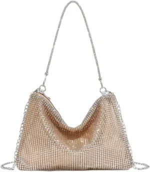 UMREN Rhinestone Hobo Bags for Women Chic Evening Handbag Sparkly Crystal Cluth Purse for Party Club Wedding
