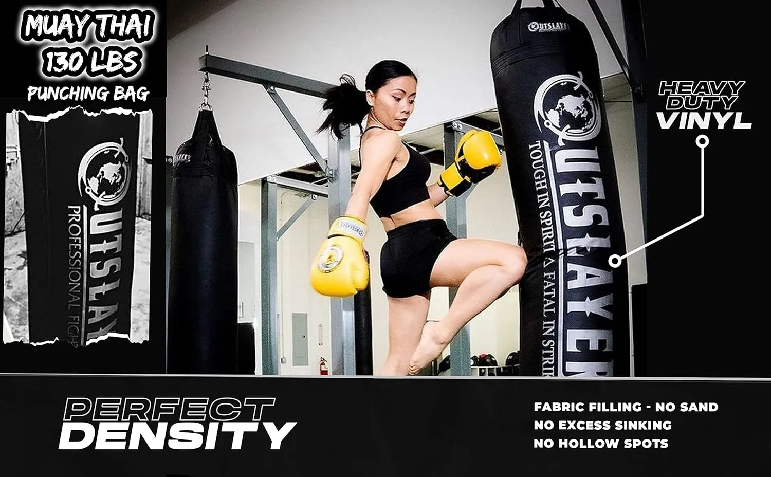 Unfilled Muay Thai Punching Bag 6ft – Heavy Bag (up to 150lb), Premium MMA & Kickboxing Bag, Made in USA