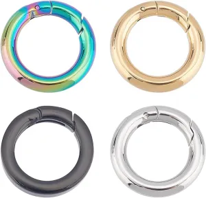 UNICRAFTALE 4Pcs Spring Gate Rings 4 Colors Stainless Steel Snap Clasps 13~14mm Inner Ion Plating Round Clips Snap Hooks Spring Keyring Buckle Clasps for Bag Purse Shoulder Strap Key Chains