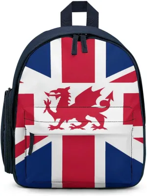 Union Flag (including Wales) Cute Backpack Shoulders Bag Casual Daypacks Travel Back Pack for Camping Hiking Blue-style