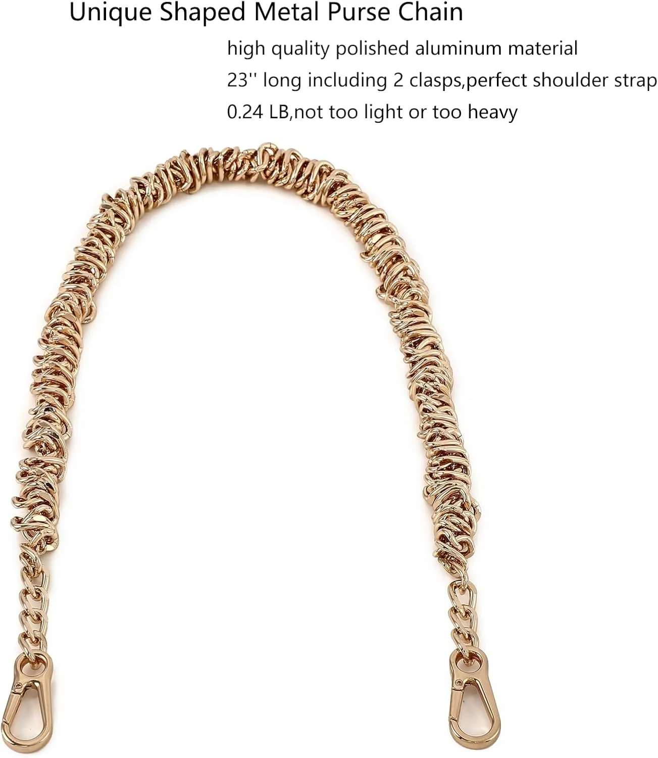 Unique Metal Bag Chains Purse Handles Shoulder Strap Replacement Accessories Charms for Handbags(Gold 23 Inch)