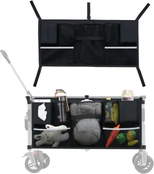 Universal Collapsible Wagon Side Pocket, Large Capacity Beach Wagon Storage Attachment, Wide Compatibility Attachments for Garden Cart Sorting Storage, Black (Product Not Including Cart)