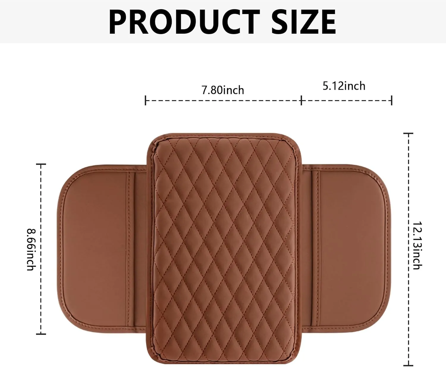 Upgraded Car Center Console Cover,Microfiber Leather Car Armrest Cover Cushion with 2 Storage Bags,Universal Car Armrest Storage Box Car Accessories for Most Vehicles (Brown)