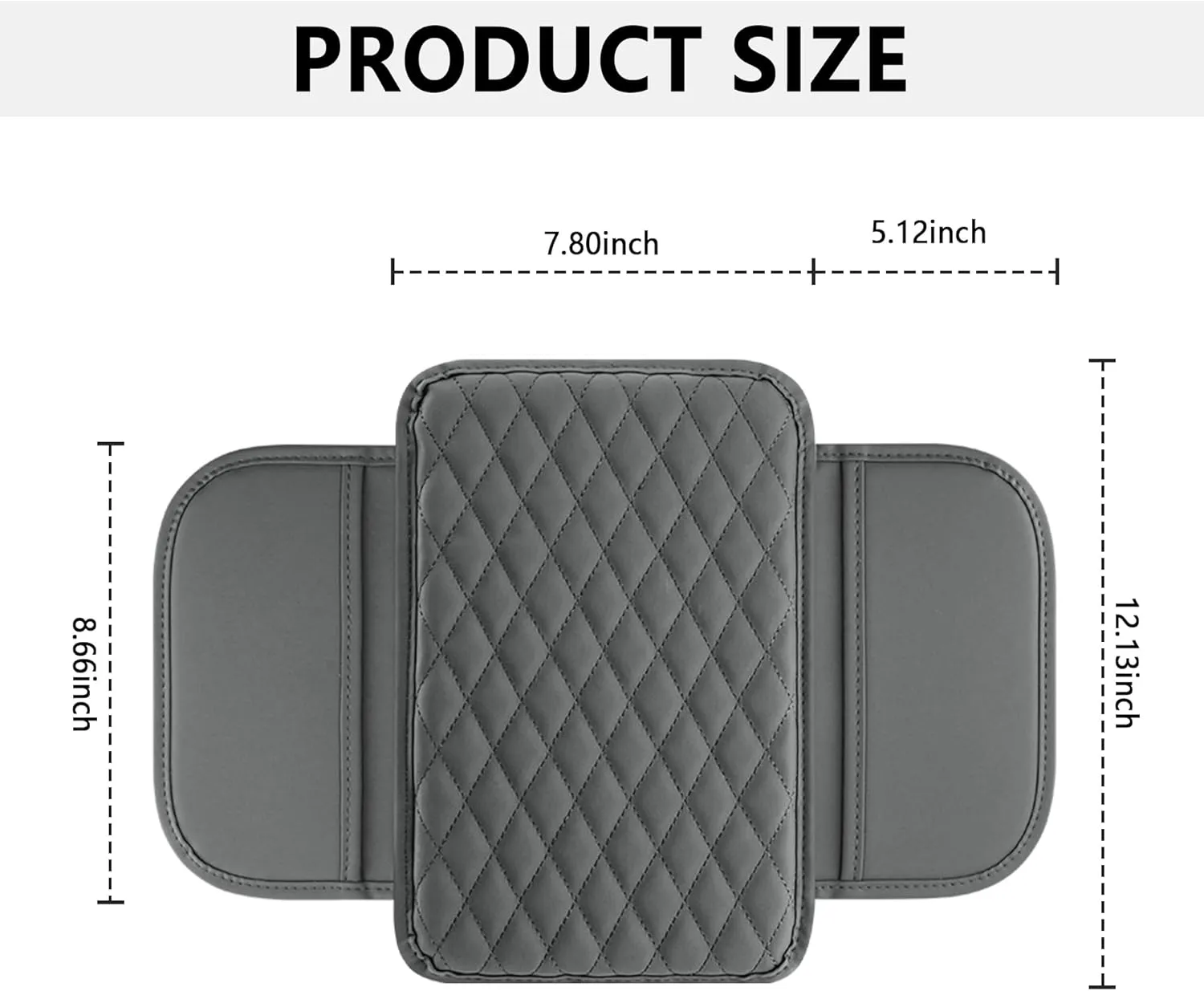 Upgraded Center Console Cover, Microfiber Leather Armrest Cover Cushion With 2 Storage Bags, Universal Car Armrest Storage Box Interior Accessories for Most Vehicles (Gray)