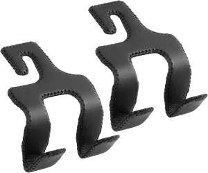 Upgraded Headrest Hooks for Purses and Bags, 2 in 1 Car Back Seat Head Rest Hanger Matching Cars Interior Genuine Leather Vehicle Storage Holder Hook, 2 Pack, Black