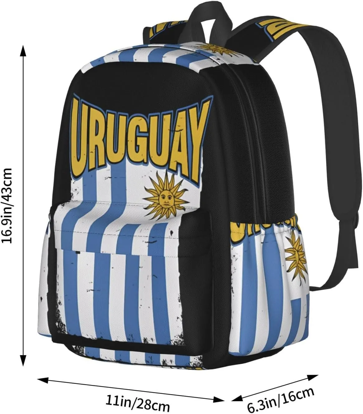Uruguay Uruguayan Flag Casual Backpack Large Capacity Travel Backpacks Laptop Daypack Commuter Rucksack Adjustable Strap Sports Bags for Hiking Biking