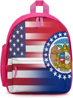U.S.A Missouri State Flag Simple Backpack Lightweight Cute Printing Shoulder Bag Family Travel Pink-style