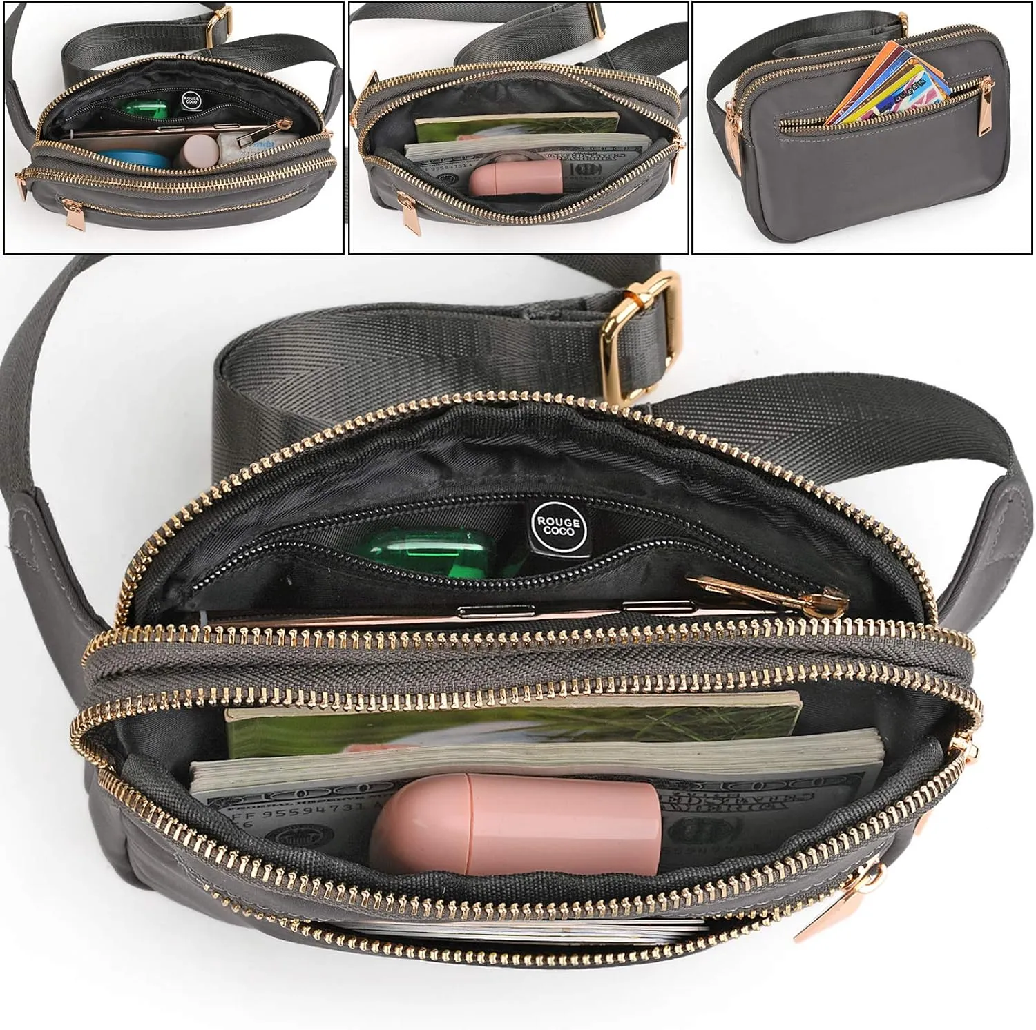 UTO Fanny Pack for Women Crossbody Trendy Fashion Belt Purse Chest Waist Hip Bumbag for Outdoor Shopping Travel Hiking