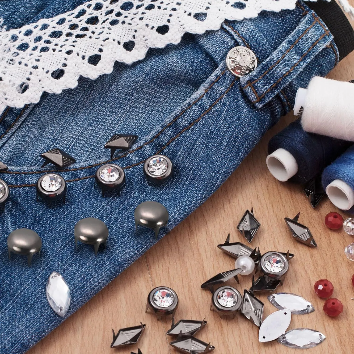 uxcell 160Pcs Silver Round Dome Rivets, 16mm Brass Spike Studs Spots Punk Rock Nailheads Claw Beads for DIY Clothes Belt Bag Shoes Bracelet Leather Craft