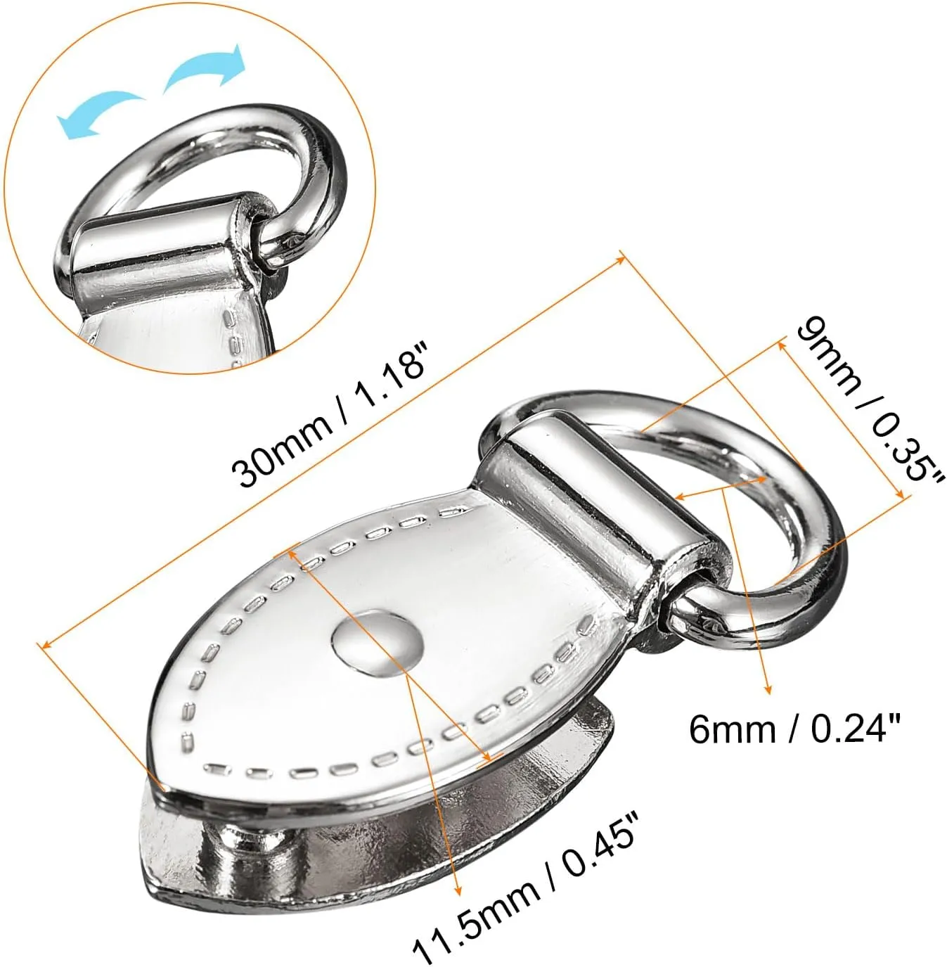uxcell Bag Side Clip Buckle - 10Pcs Metal Suspending Leaf Shape Purse Strap Chain Connector with D Ring for DIY Making Bag Purse Crossbody Shoulder (Silver Tone, 30mm)