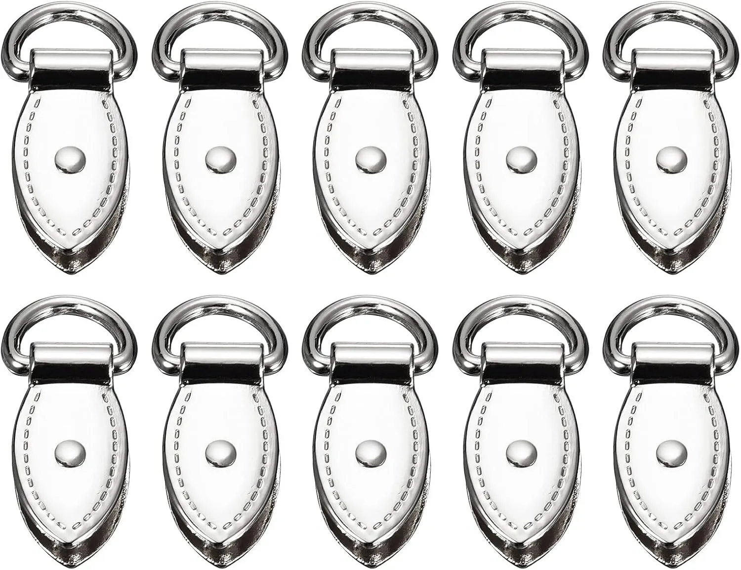 uxcell Bag Side Clip Buckle - 10Pcs Metal Suspending Leaf Shape Purse Strap Chain Connector with D Ring for DIY Making Bag Purse Crossbody Shoulder (Silver Tone, 30mm)