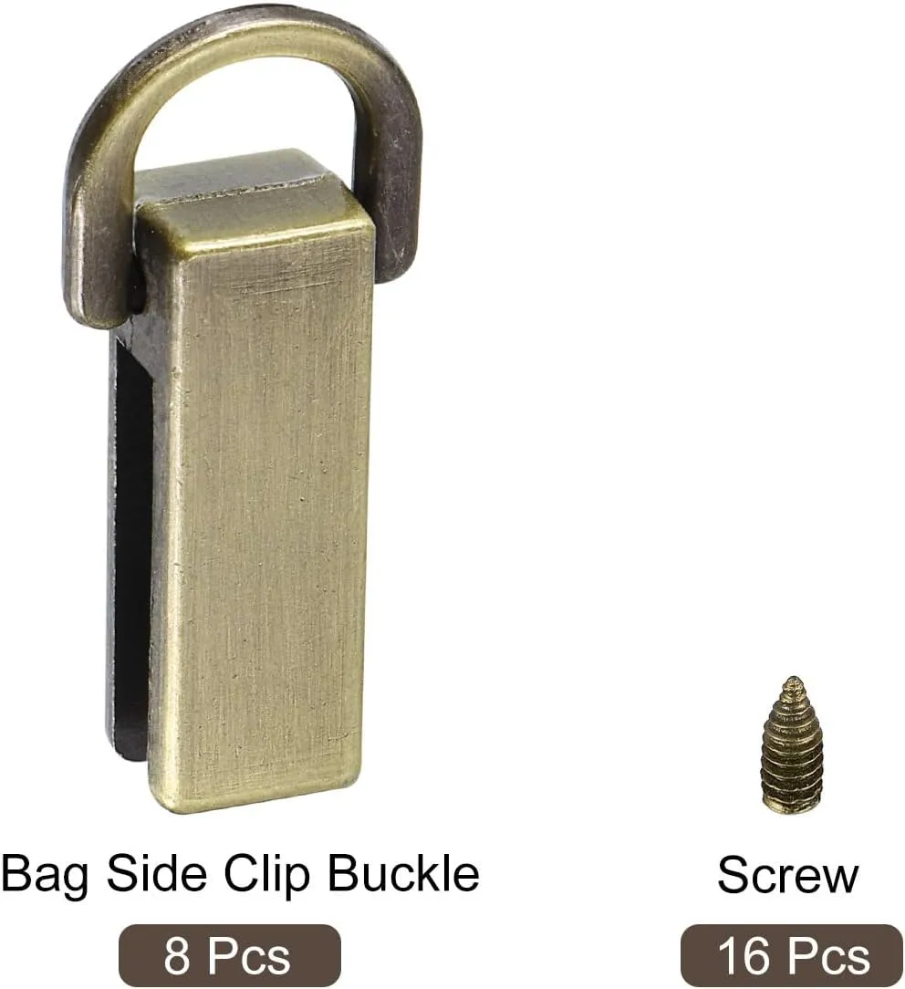 uxcell Bag Side Clip Buckle, 8Pcs 0.28" Metal Suspending Handbag Strap Chain Connector with D Ring for DIY, Purse Crossbody Shoulder (Bronze Tone)