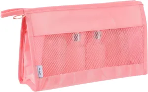 uxcell Mesh Makeup Bag, Large Capacity Travel Zipper Cosmetic Bags, Beach Mesh Toiletry Pouches Purse Storage Organizer for Women Girls, Pink