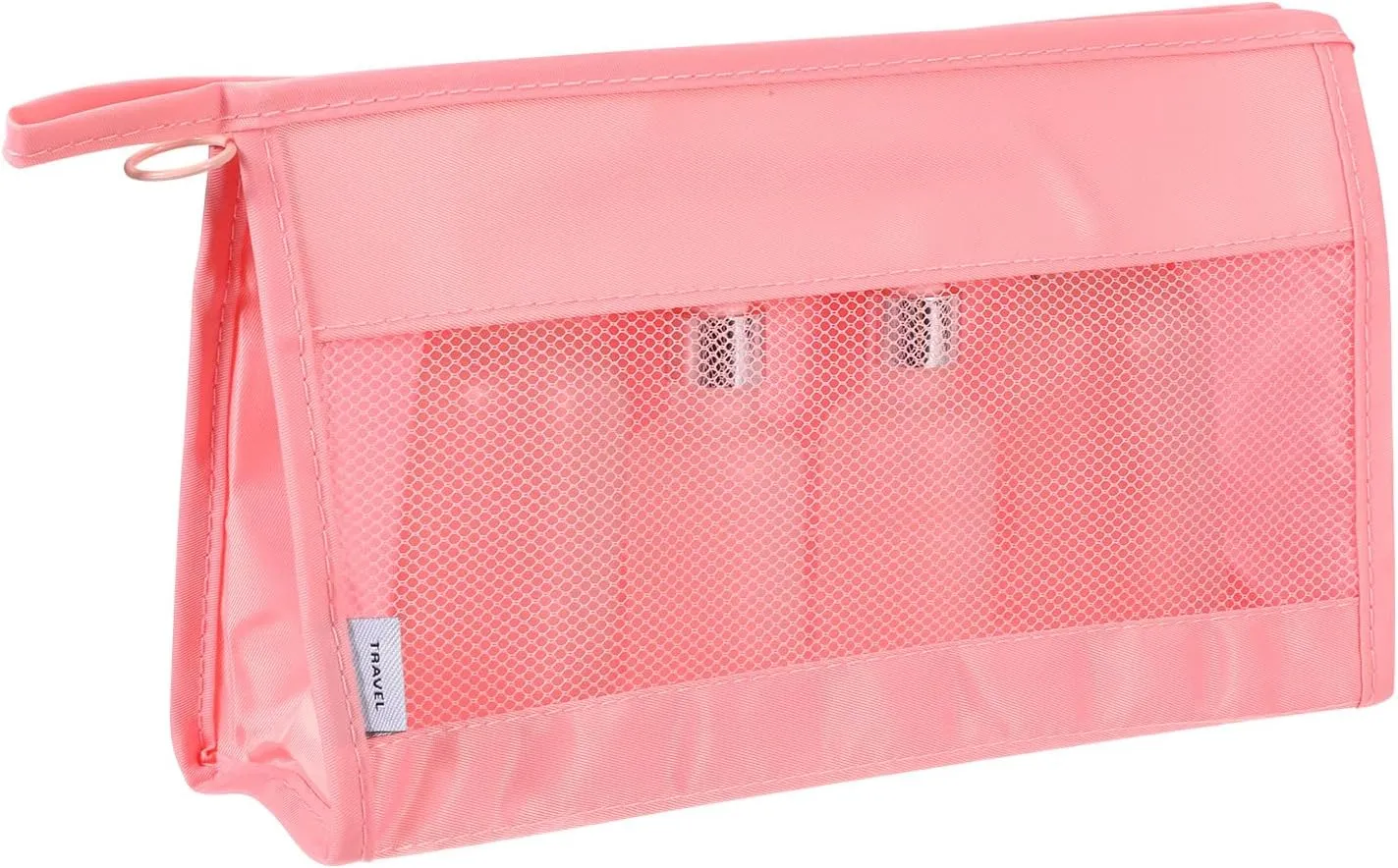 uxcell Mesh Makeup Bag, Large Capacity Travel Zipper Cosmetic Bags, Beach Mesh Toiletry Pouches Purse Storage Organizer for Women Girls, Pink