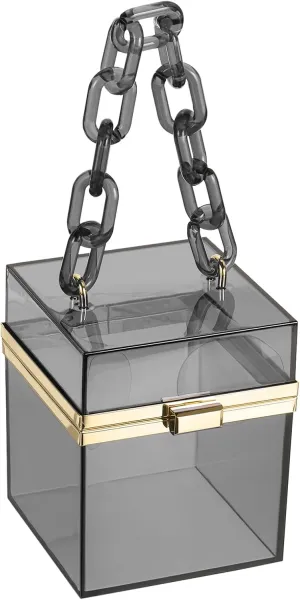 uxcell Women Acrylic Clear Clutch Purses Square Evening Handbag Box Purse for Wedding Prom Party, Black/Gold