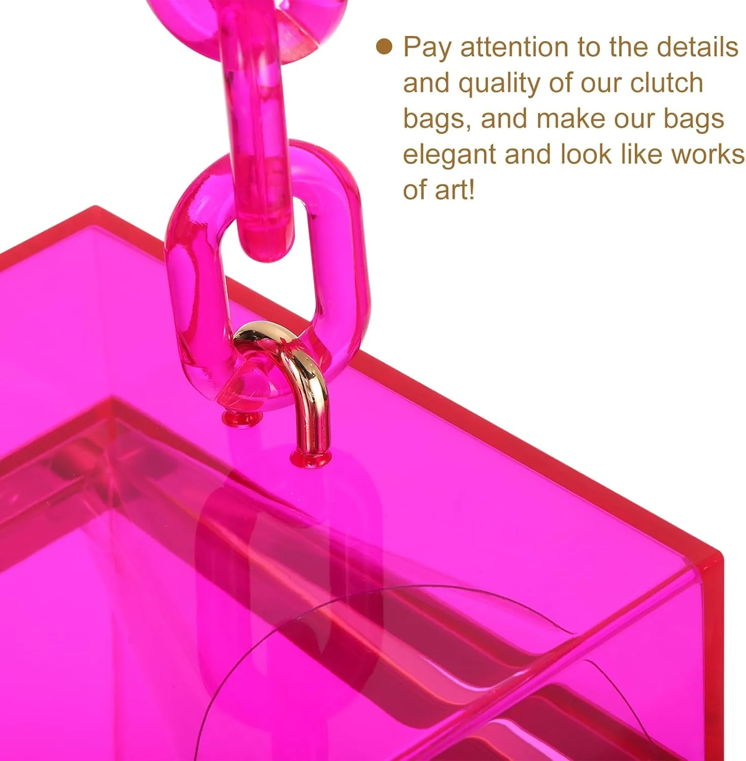 uxcell Women Acrylic Clear Clutch Purses Square Evening Handbag Box Purse for Wedding Prom Party, Pink/Gold