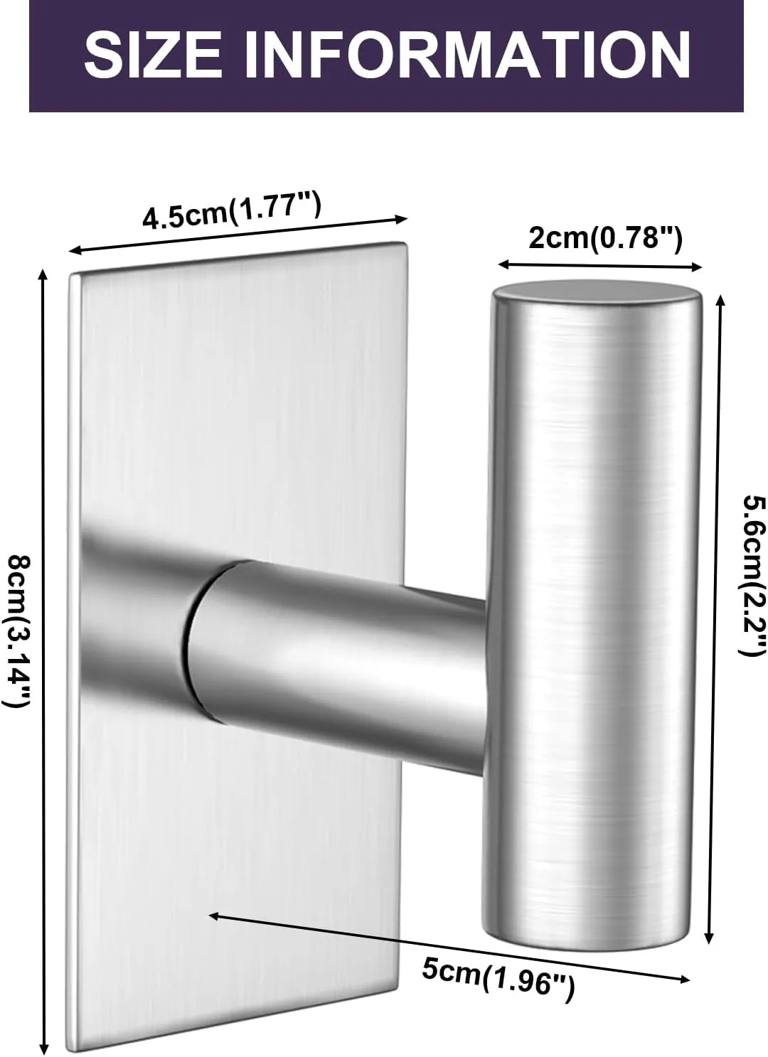 VAEHOLD Wall Towel Hooks, Heavy Duty Sticky Holder Waterproof Towel Hooks for Hanging Coat, Clothes, Closet Hook Wall Mount for Kitchen (Silver, Adhesive 4 Pack)