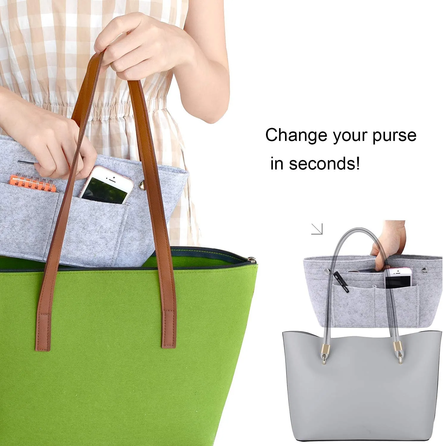 VANCORE Felt Insert Handbag Organizer Travel Purse Bag Organiser