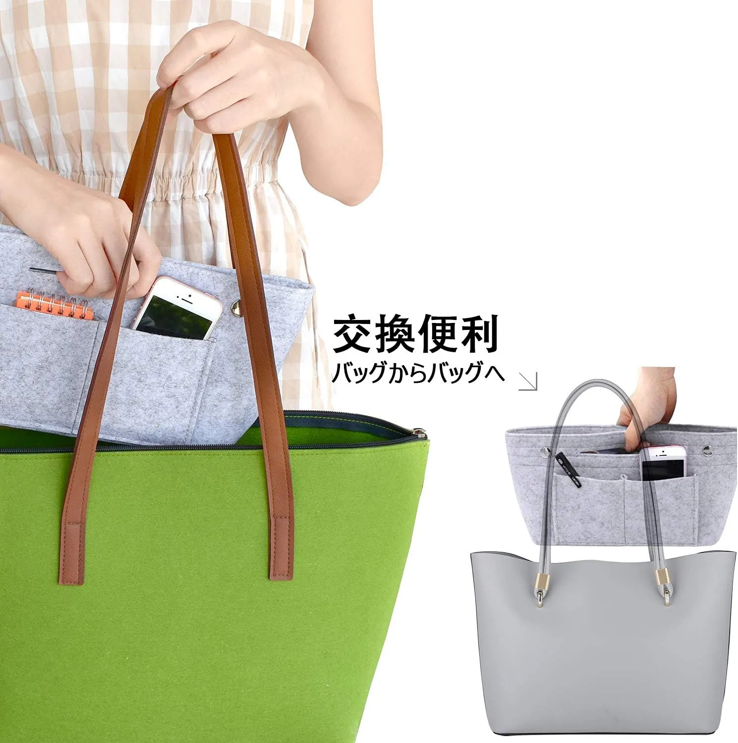 VANCORE Felt Insert Handbag Organizer Travel Purse Bag Organiser
