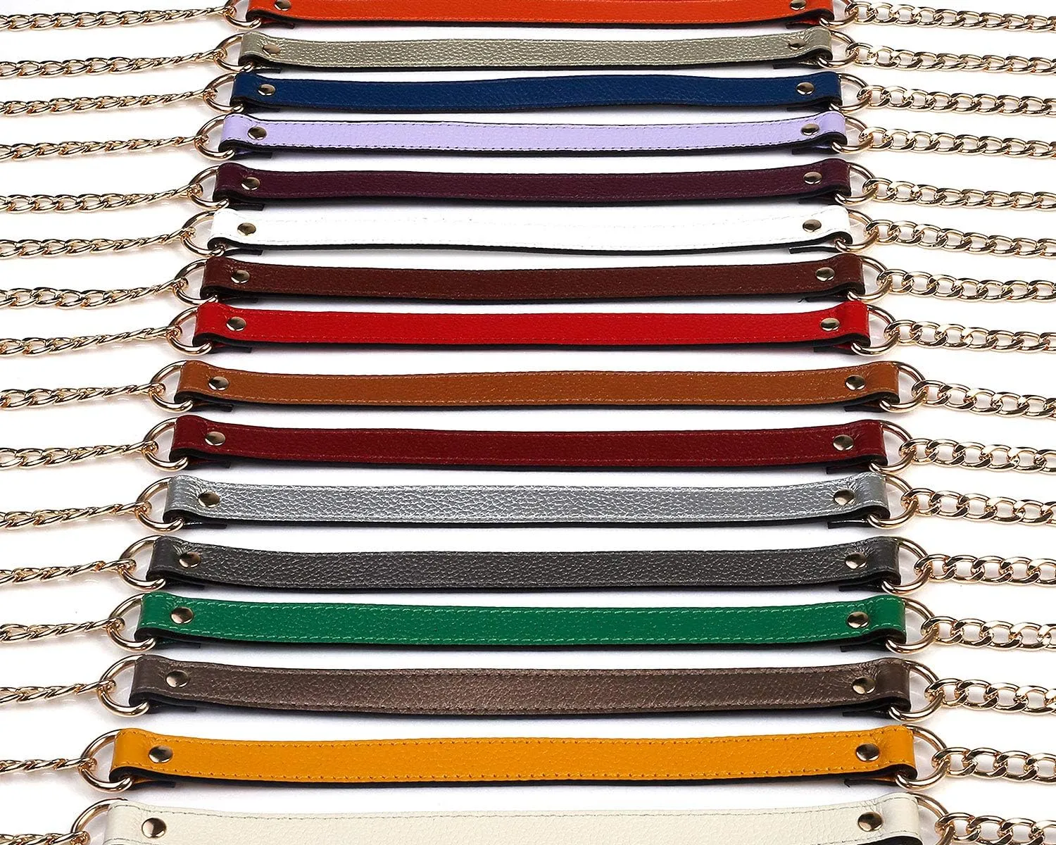 VanEnjoy 18MM Replacement Chain & Genuine Leather Shoulder Crossbody Straps for Handbags Purse Bags (Red)