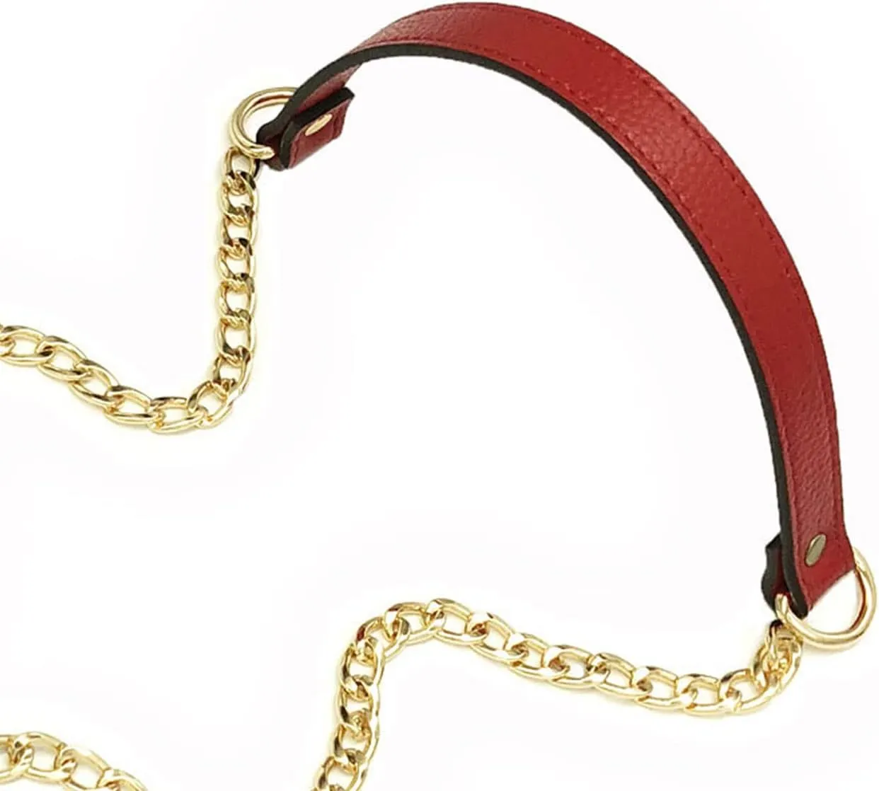 VanEnjoy 18MM Replacement Chain & Genuine Leather Shoulder Crossbody Straps for Handbags Purse Bags (Red)