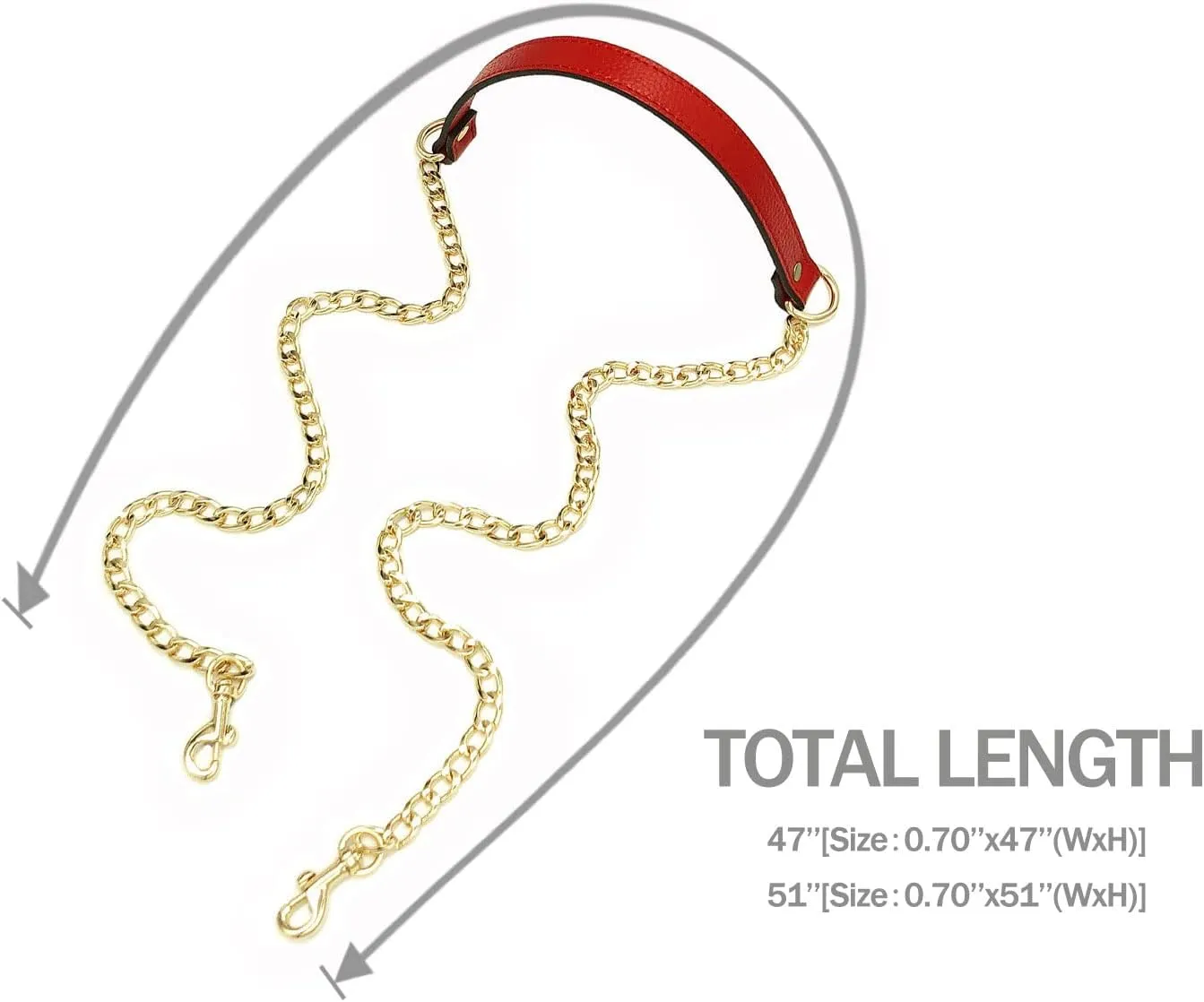VanEnjoy 18MM Replacement Chain & Genuine Leather Shoulder Crossbody Straps for Handbags Purse Bags (Red)