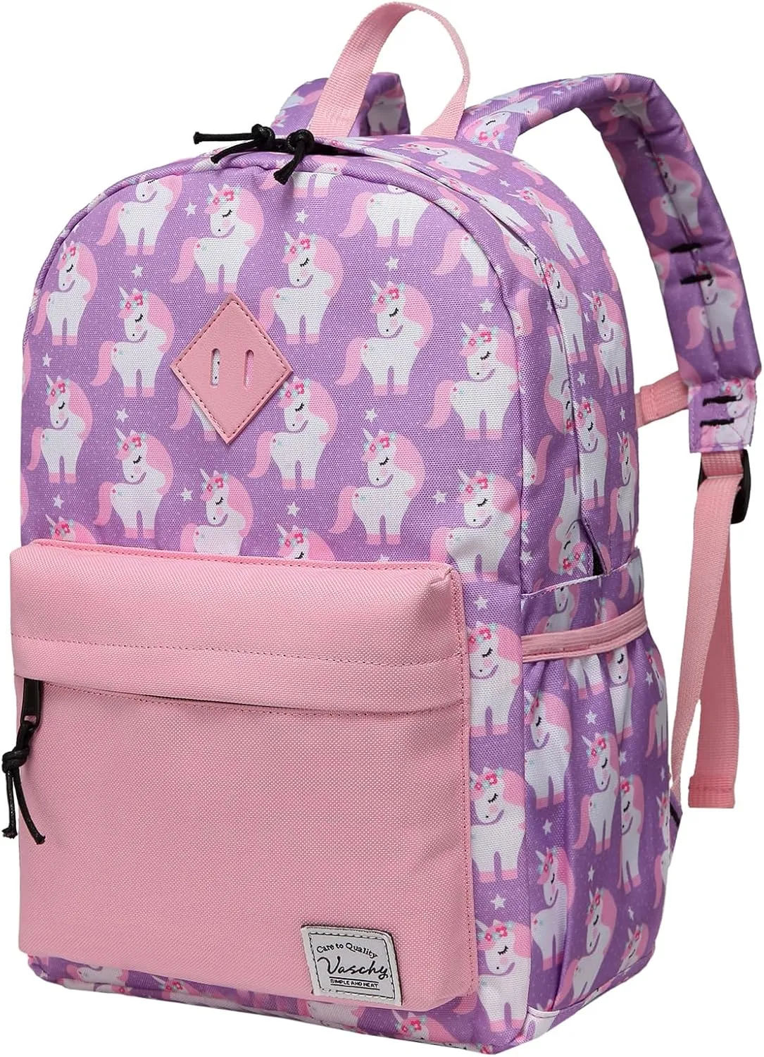 VASCHY Backpack for Little Girls, Preschool Backpacks for kindergarten with Chest Strap Pink Unicorn